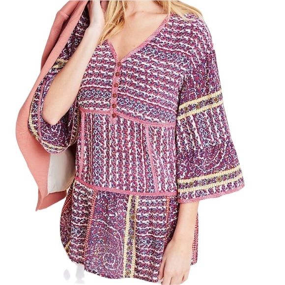 Anthropologie Tops - Maeve by Anthropologie 100% Silk Tiered Blouse NWT Women’s Size Medium